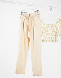 Светло-бежевые брюки с завышенной талией Miss Selfridge-Светло-бежевый