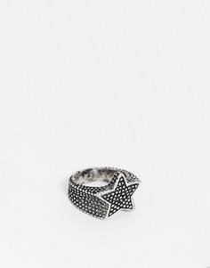 Серебристое фактурное кольцо со звездой ASOS DESIGN-Серебристый