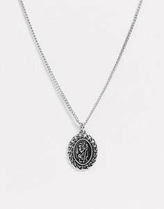 Серебристое ожерелье с подвеской-медальоном Reclaimed Vintage inspired-Серебряный