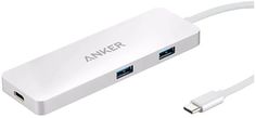 USB концентратор Anker Premium USB-C Hub, разъемов: 3 (серебристый)