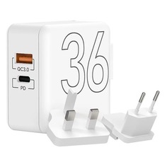 Сетевое зарядное устройство Lyambda, USB-C + USB-A, 3A, белый Noname