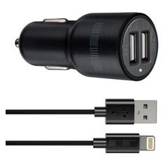 Автомобильное зарядное устройство Interstep 31396, 2xUSB, 8-pin Lightning (Apple), 2.4A, черный [is-cc-ipad52krt-000b201]