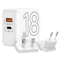 Зарядные устройства Сетевое зарядное устройство Lyambda, USB-C + USB-A, 3A, белый Noname