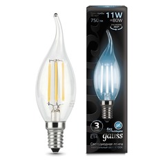Лампа GAUSS Filament 11Вт, 750lm, 35000ч, 4100К, E14, 1 шт. [104801211]