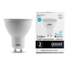 Лампочки Лампа LED GAUSS GU10, спот, 9Вт, 4100К, белый нейтральный, Elementary, 1 шт. [13629]