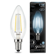 Лампа GAUSS Filament 11Вт, 750lm, 35000ч, 4100К, E14, 1 шт. [103801211]