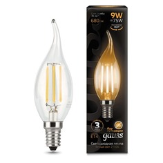 Лампа GAUSS Filament 9Вт, 680lm, 35000ч, 2700К, E14, 1 шт. [104801109]