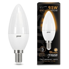 Лампа GAUSS 9.5Вт, 890lm, 35000ч, 3000К, E14, 1 шт. [103101110]