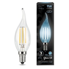 Лампа GAUSS Filament 9Вт, 710lm, 35000ч, 4100К, E14, 1 шт. [104801209]