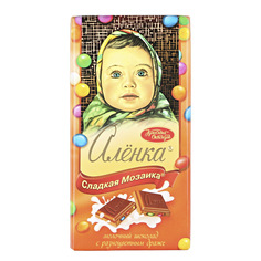 Шоколад молочный Аленка сладкая мозаика с разноцветными драже 90 г