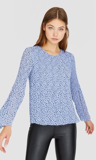 Блуза с плиссировкой и принтом Stradivarius