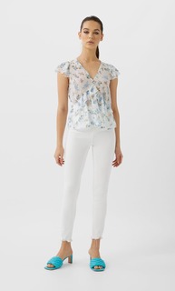 Топ с воланами из струящейся ткани в крупный горошек Stradivarius