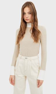 Топ с высоким воротником и отделкой в рубчик Stradivarius