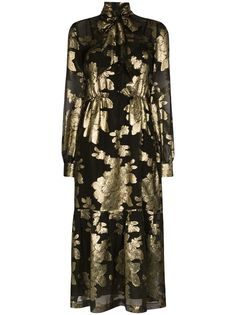Saint Laurent парчовое платье с цветочным узором