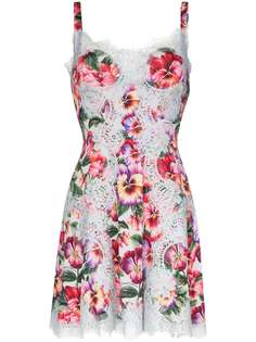 Dolce & Gabbana платье с цветочным принтом и кружевом