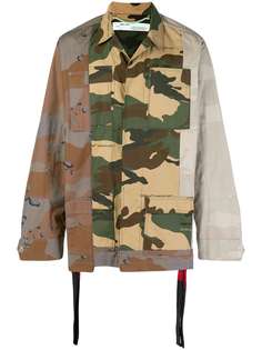 Off-White куртка дизайна "пэчворк" с камуфляжным узором