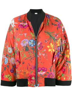 Gucci куртка-бомбер с цветочным принтом