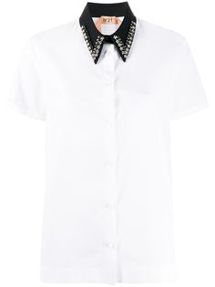 Nº21 рубашка с контрастным воротником и короткими рукавами