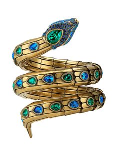 Gucci спиральный браслет в форме змеи с кристаллами