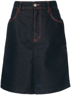 Fendi Pre-Owned джинсовая юбка с декоративной строчкой