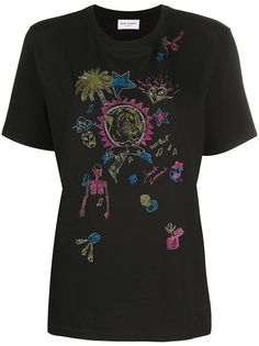 Saint Laurent футболка с вышивкой
