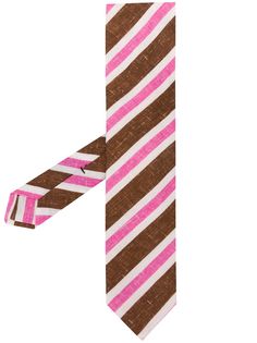 Kiton галстук Marron в полоску