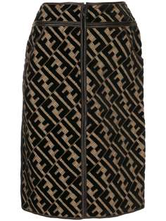 Fendi Pre-Owned юбка прямого кроя с узором Zucca