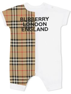 Burberry Kids ромпер со вставкой в клетку Vintage Check