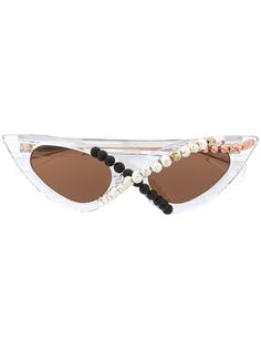Kuboraum солнцезащитные очки Y3 в оправе кошачий глаз с бусинами