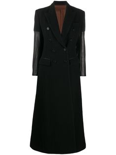 Jean Paul Gaultier Pre-Owned двубортное пальто 1993-го года с рукавами из искусственной кожи