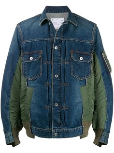 sacai джинсовая куртка в технике пэчворк