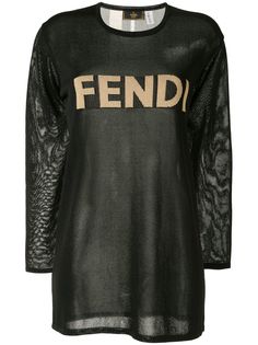 Fendi Pre-Owned сетчатая футболка с логотипом