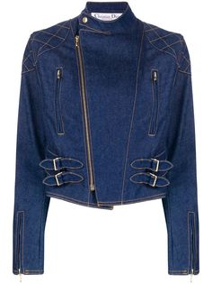 Christian Dior джинсовая байкерская куртка 2000-х годов pre-owned