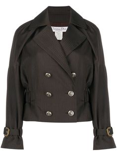 Christian Dior двубортный пиджак 2000-х годов в тонкую полоску