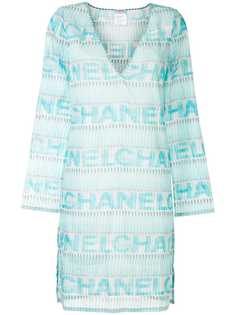 Chanel Pre-Owned полупрозрачное платье-футболка с логотипом