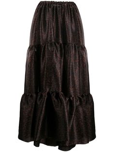 Simonetta Ravizza ярусная юбка макси с анималистичным принтом