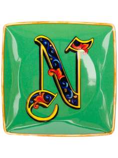 Versace тарелка Holiday Alphabet с принтом N