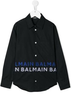 Balmain Kids рубашка с длинными рукавами и логотипом