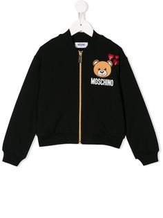 Moschino Kids куртка-бомбер с принтом медведя