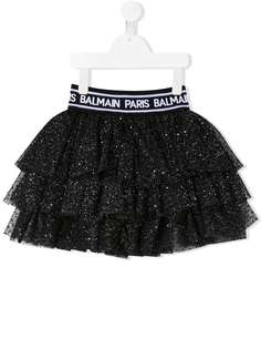 Balmain Kids юбка с оборками в горох