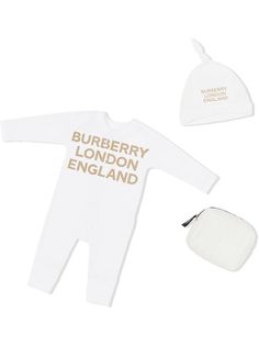 Burberry Kids комплект из комбинезона и шапки с логотипом