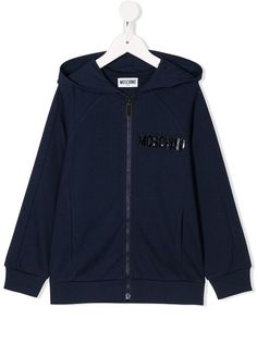 Moschino Kids худи с логотипом металлик