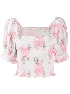 LoveShackFancy укороченная блузка с цветочным принтом