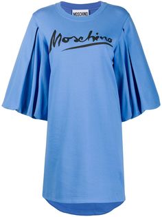 Moschino платье с широкими рукавами и логотипом