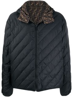 Fendi двусторонний пуховик с логотипом FF