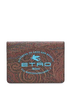 Etro картхолдер с логотипом и принтом пейсли