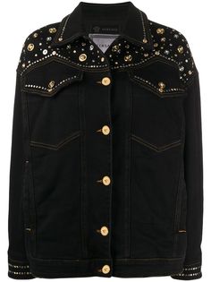 Versace ковбойская джинсовая куртка с заклепками