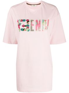 Fendi футболка с цветочным вышитым логотипом