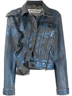 Ottolinger джинсовая куртка асимметричного кроя с двойным воротником