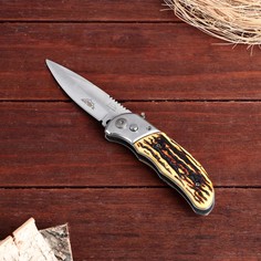 Нож выкидной мастер к, полуавтомат, кнопка, предохранитель, лезвие 8.7 см, рукоять 11 см